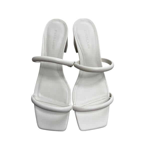 Everlane The Double Strap Heel Women 8 White Leather Block Heel Minimalist - Picture 3 of 9